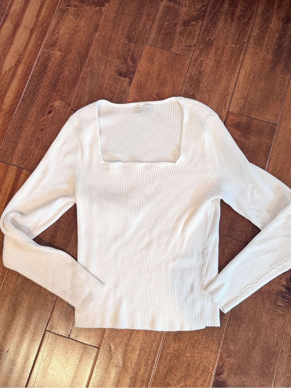 Abercrombie and Fitch Ribbed Square Neck Long-Sleeve Top